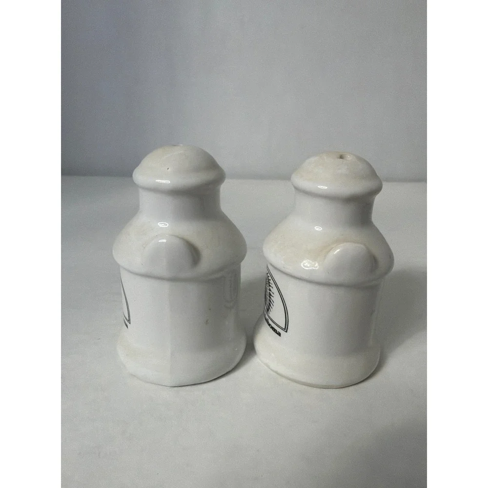 Vintage Oklahoma Souvenir Milk Jug Salt and Pepper Shakers Ceramic White Set